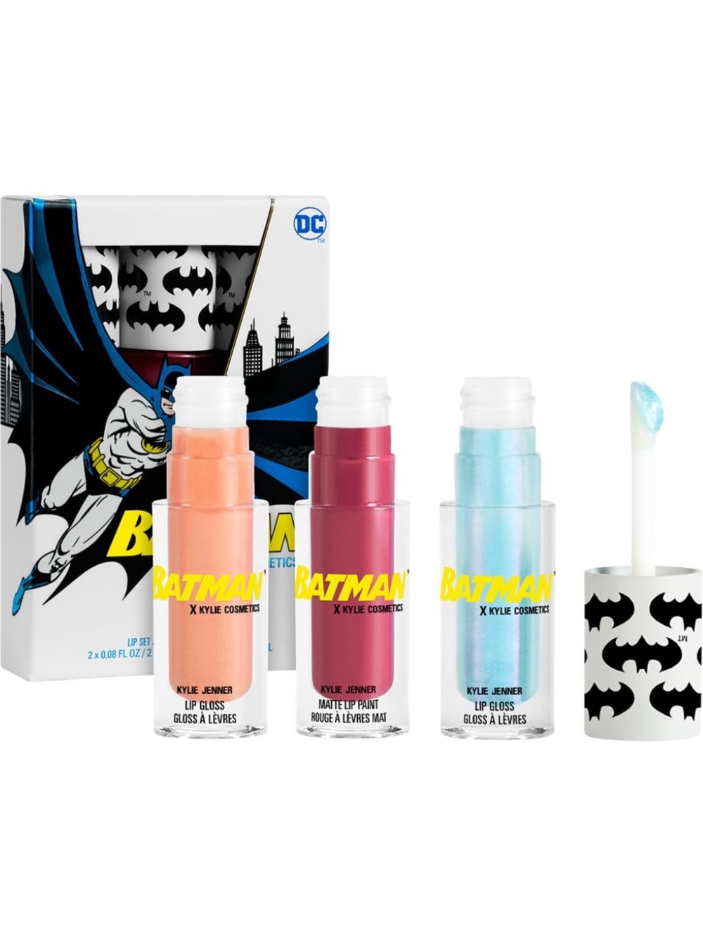 Kylie Cosmetics DC Batman 3 pc Lip Set Lip Gloss Lip Paint New in Box